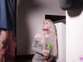 Stunning blonde got caught stealing beer from uncle and got fucked hard