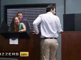 Skinny slender milf Abigail Mac passionately fucks on the desk at the office
