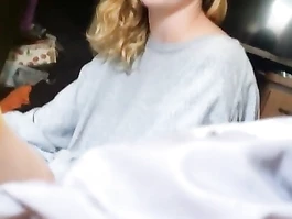 Blonde horny chick is talking with girlfriend which is being fucked